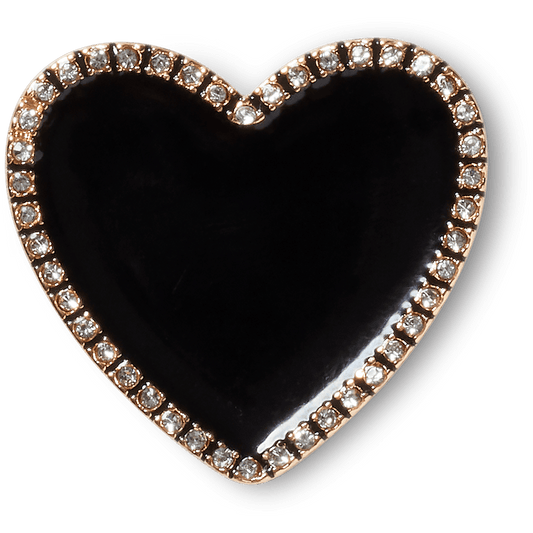 Crocs Quality | Black Heart with Gold Outline Jibbitz™ charms