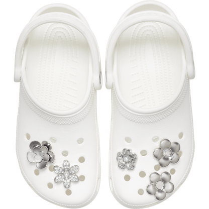 Crocs Best Seller | Monochrome Slvr Flwrs 5 Pack Jibbitz™ charms