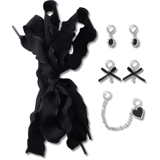 Crocs Best Seller | Laces and Dainty Bow Charm Kit Jibbitz Shoe Charm