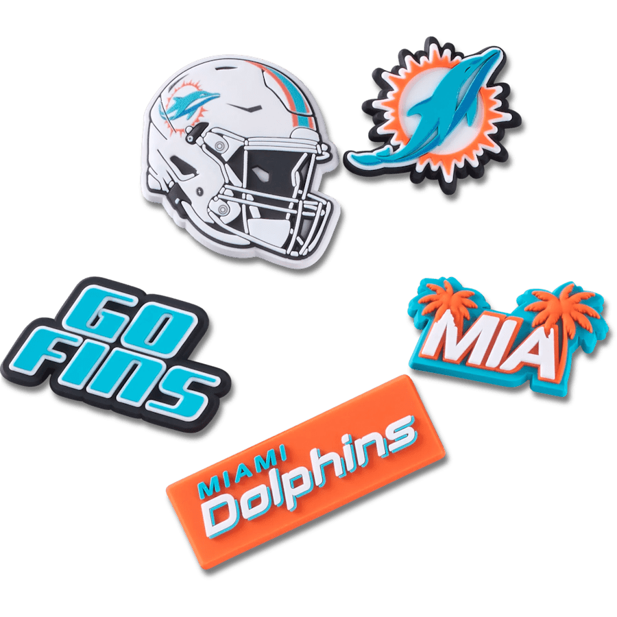 Crocs Quality | NFL Miami Dolphins 5 Pack Jibbitz Shoe Charm