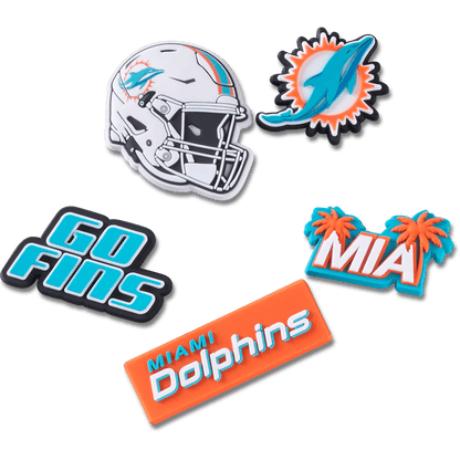 Crocs Quality | NFL Miami Dolphins 5 Pack Jibbitz Shoe Charm