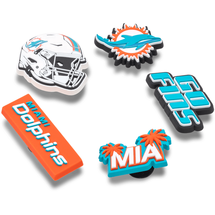 Crocs Quality | NFL Miami Dolphins 5 Pack Jibbitz Shoe Charm