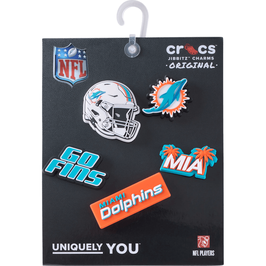 Crocs Quality | NFL Miami Dolphins 5 Pack Jibbitz Shoe Charm