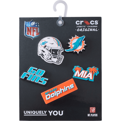 Crocs Quality | NFL Miami Dolphins 5 Pack Jibbitz Shoe Charm