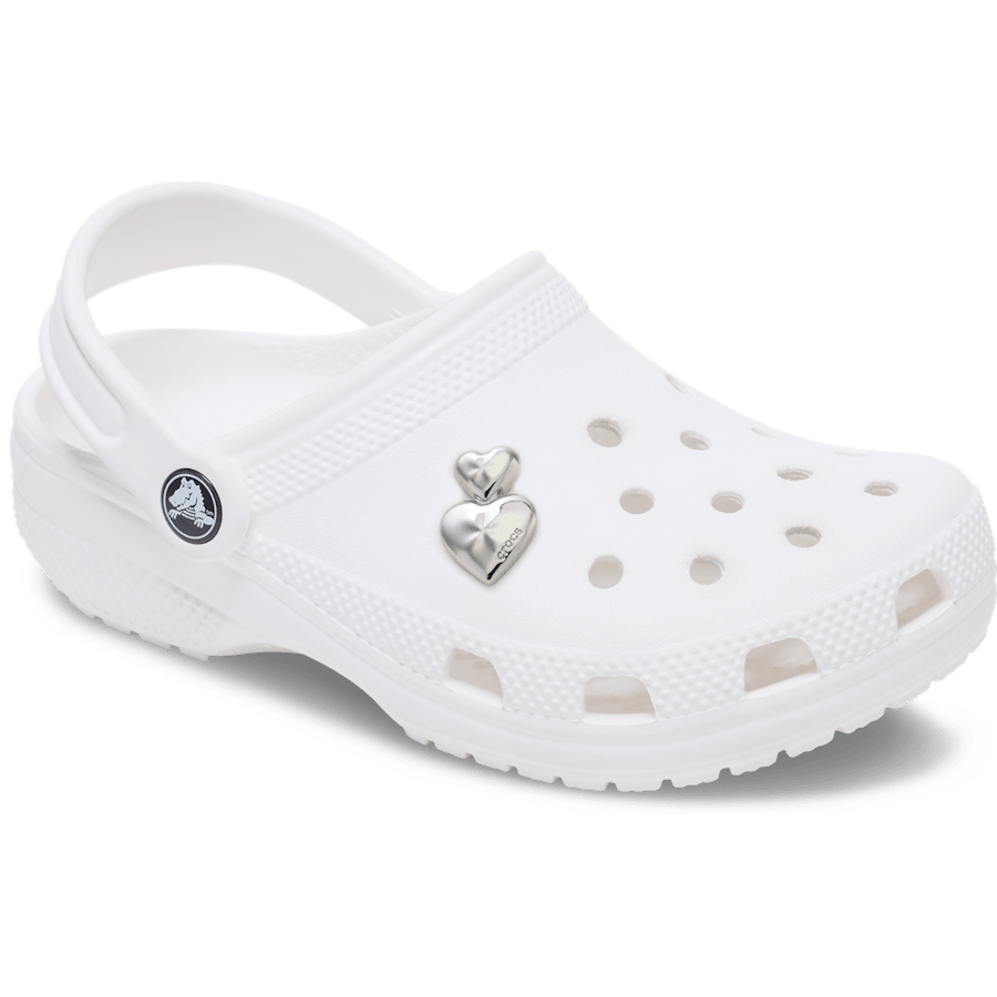 Crocs New | Silver Double Heart Jibbitz™ charms