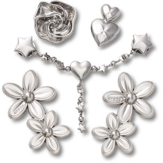 Crocs Classic | Silver Meta Floral 5 Pack Jibbitz™ charms