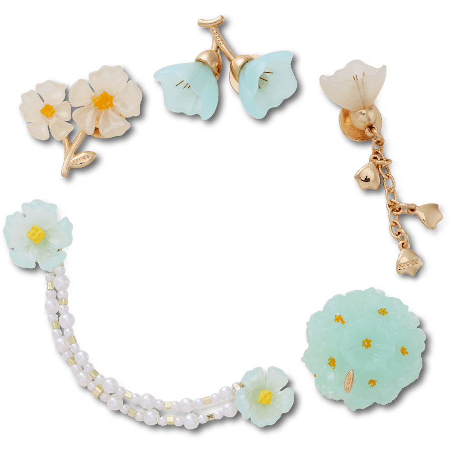 Crocs Discount | Blue Dainty Floral 5 Pack Jibbitz™ charms
