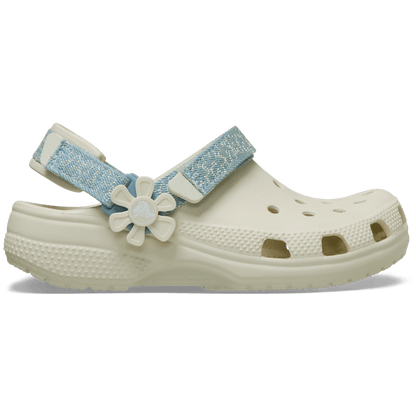 Crocs Signature | Kids’ Classic Denim Flower Adjustable Backstrap Clog