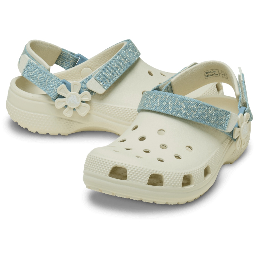 Crocs Signature | Kids’ Classic Denim Flower Adjustable Backstrap Clog