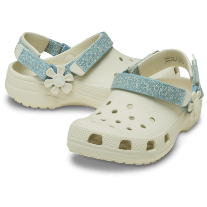 Crocs Signature | Kids’ Classic Denim Flower Adjustable Backstrap Clog